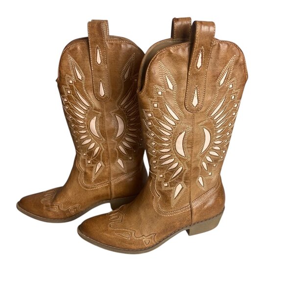 Altard State Size 7 Bandera Cut Out Western Cowboy Boots Pull On Brown Country - Picture 1 of 10
